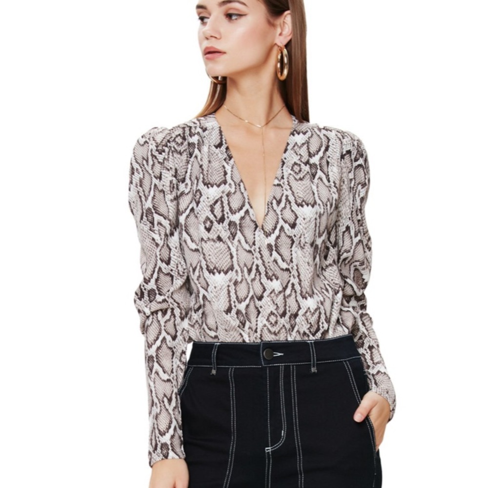 AFRM Nora bodysuit in snake skin